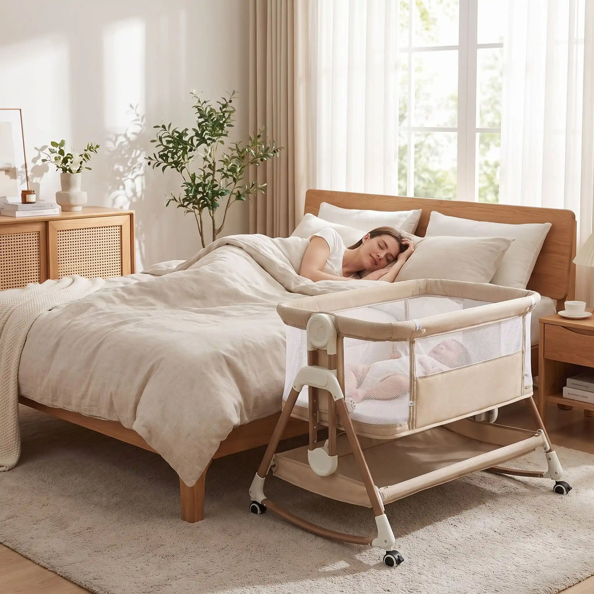 lit bebe cododo beige bébé eet maman endormi